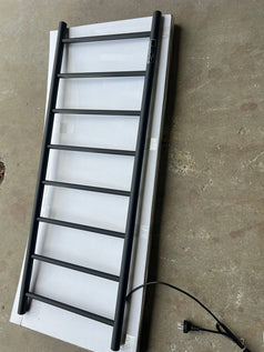 1200mm Matte Black Electric Heated Towel Rail | 8-Bar Round Timer | Australian Standard