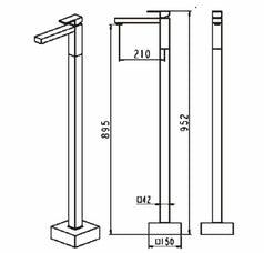 Square matte black Free Standing Bath tub Mixer Spout Freestanding spout filler