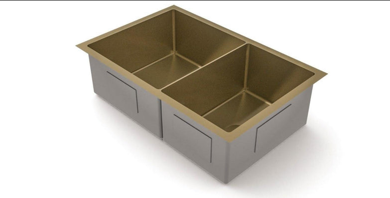 2023 Burnished stainless steel double kitchen sink hand made R10 3 mm thick top mount