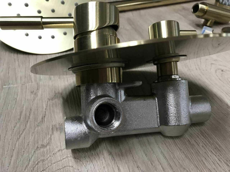 Watermark Brushed rose gold copper shower set 200 mm wall arm deverter hand held