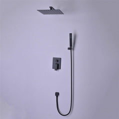 Watermark matte Black square shower brass Mixer diverter wall arm hand head 200