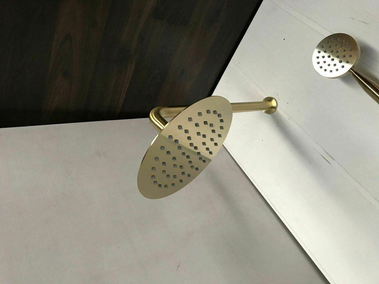 Watermark Brushed rose gold copper shower set 200 mm wall arm deverter hand held