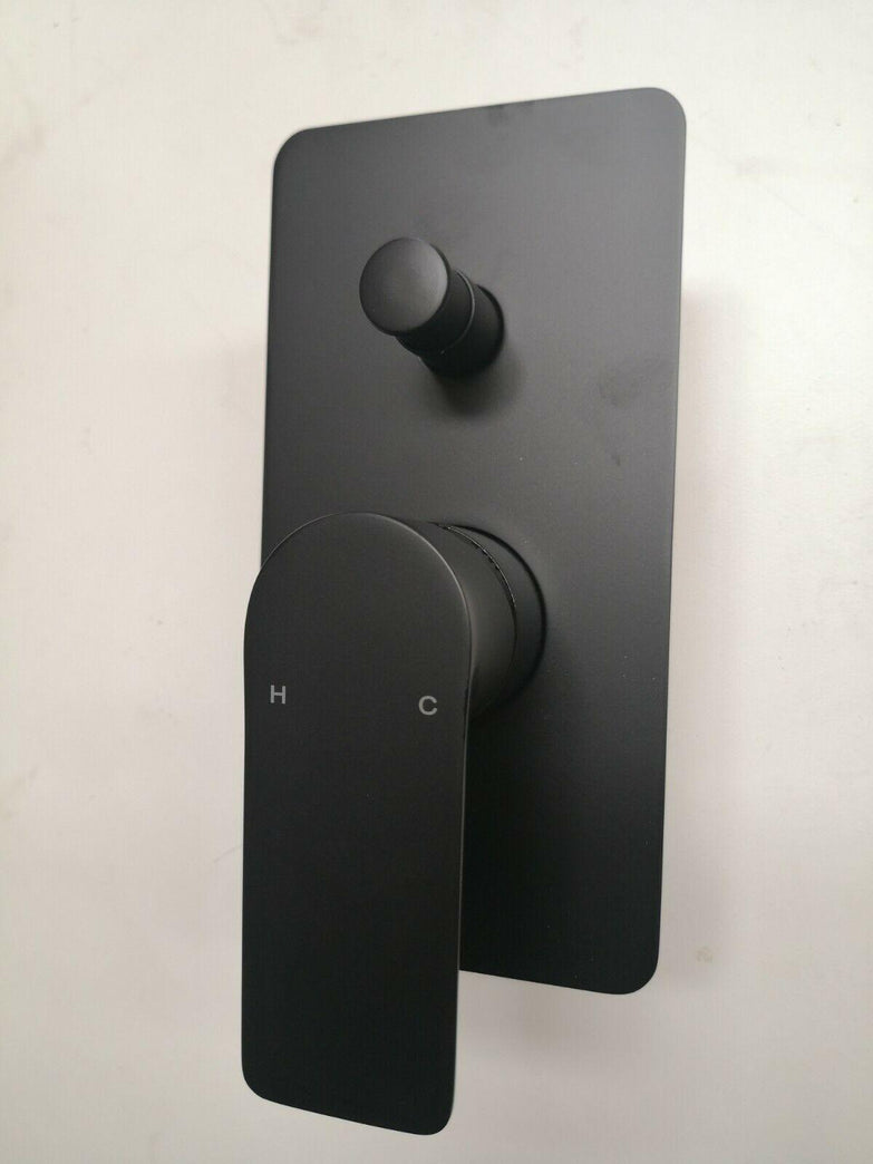 Watermark matte Black square shower brass Mixer diverter wall arm hand head 200