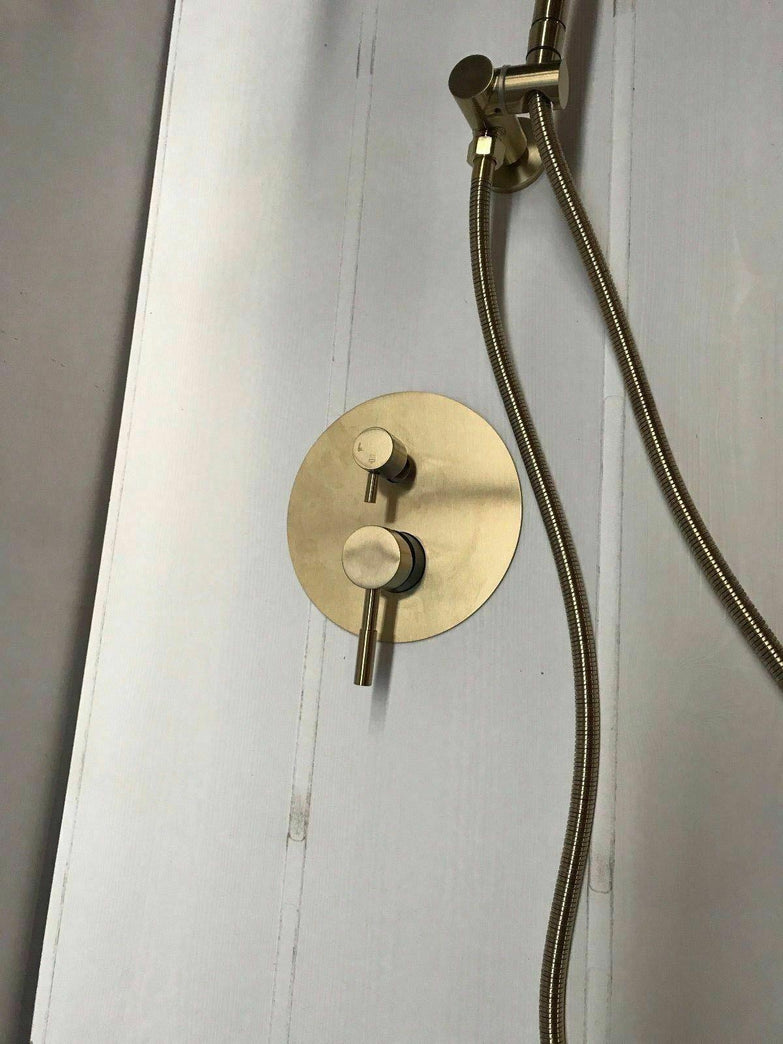 Watermark Brushed rose gold copper shower set 200 mm wall arm deverter hand held