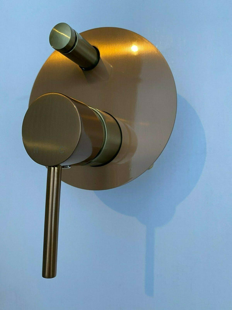 Watermark Brushed rose gold copper shower set 200 mm wall arm deverter hand held