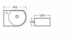 WALL HUNG white Basin vanity powder room with pop up plug bottle trap Bolts kit