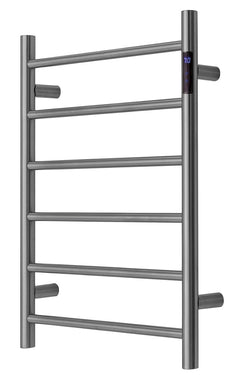 1200mm Matte Black Electric Heated Towel Rail | 8-Bar Round Timer | Australian Standard