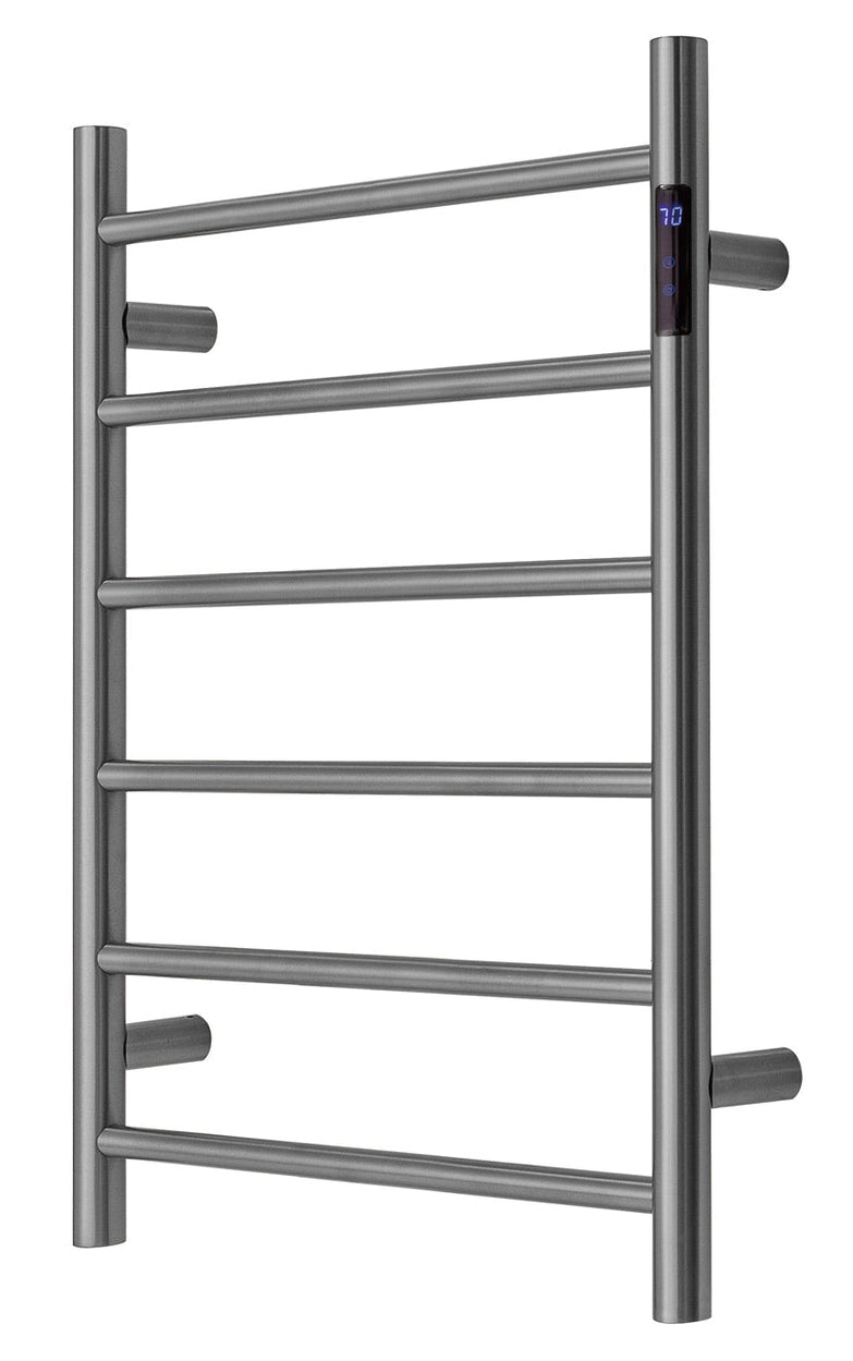 1200mm Matte Black Electric Heated Towel Rail | 8-Bar Round Timer | Australian Standard