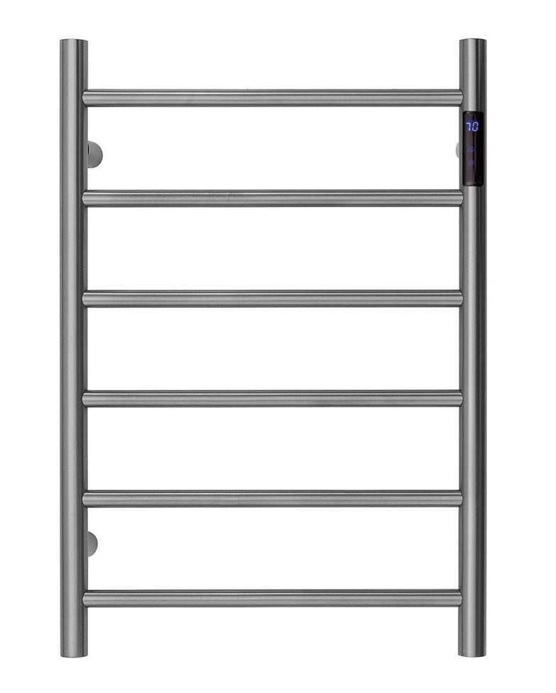1200mm Matte Black Electric Heated Towel Rail | 8-Bar Round Timer | Australian Standard