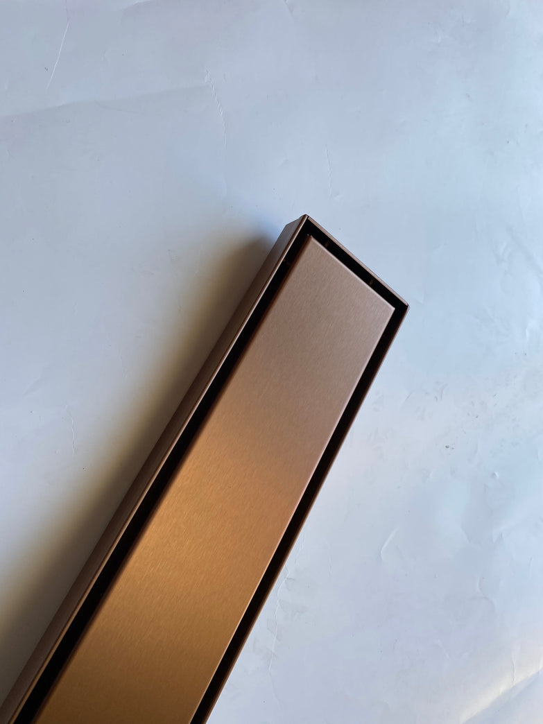 Watermark Certified 900mm Brushed Copper Tile Insert Floor Waste | PVD 304 Stainless Steel | Linear Shower Drain