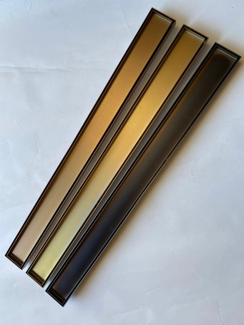 Watermark Certified 900mm Brushed Copper Tile Insert Floor Waste | PVD 304 Stainless Steel | Linear Shower Drain