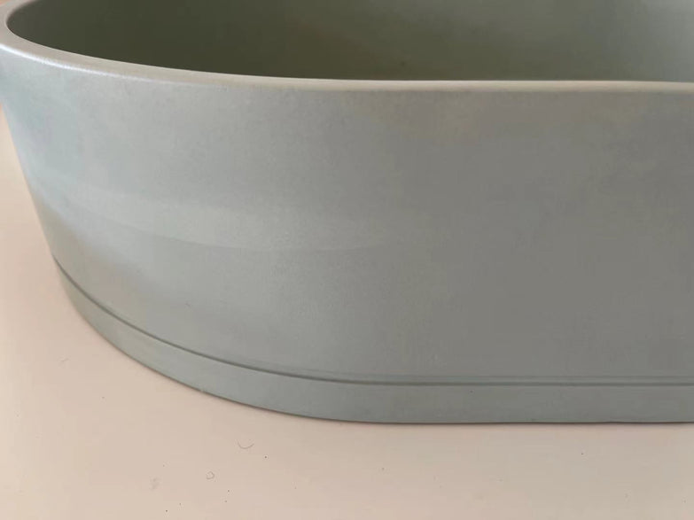 Ultra Modern concrete cement wash basin counter top Matt Mint Green Oval basin 2021