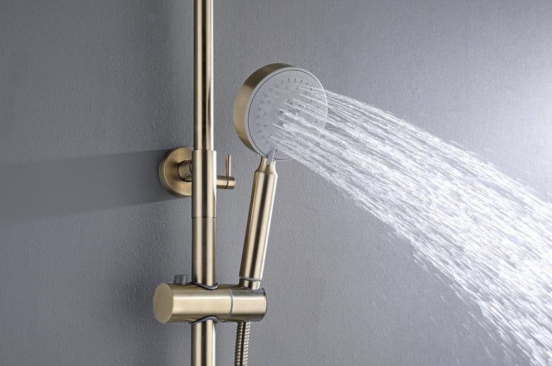 2023 Brushed Brass Gold Stainless Steel 304 made shower set with diverter 200 mm head sprayer hand held head
