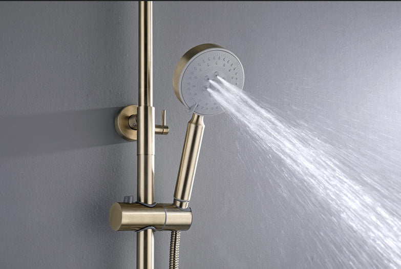 2023 Brushed Brass Gold Stainless Steel 304 made shower set with diverter 200 mm head sprayer hand held head