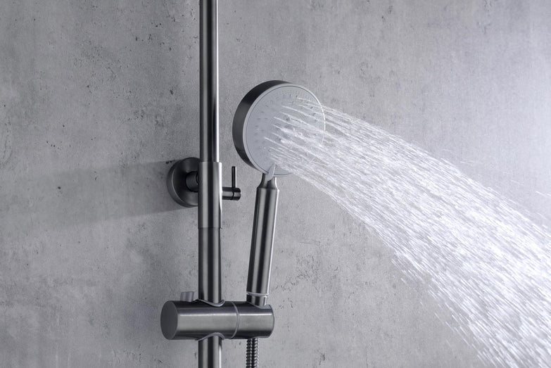 2023 Brushed Gunmetal Solid Stainless Steel 304 made shower set w diverter 200 mm head sprayer hand held head