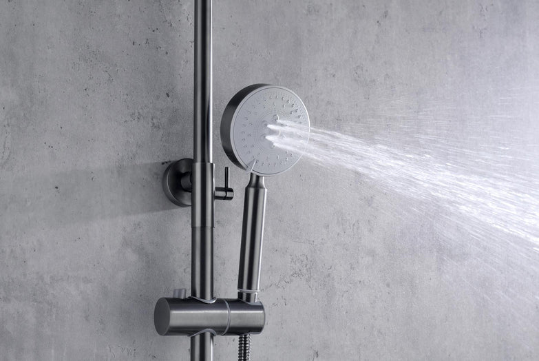 2023 Brushed Gunmetal Solid Stainless Steel 304 made shower set w diverter 200 mm head sprayer hand held head