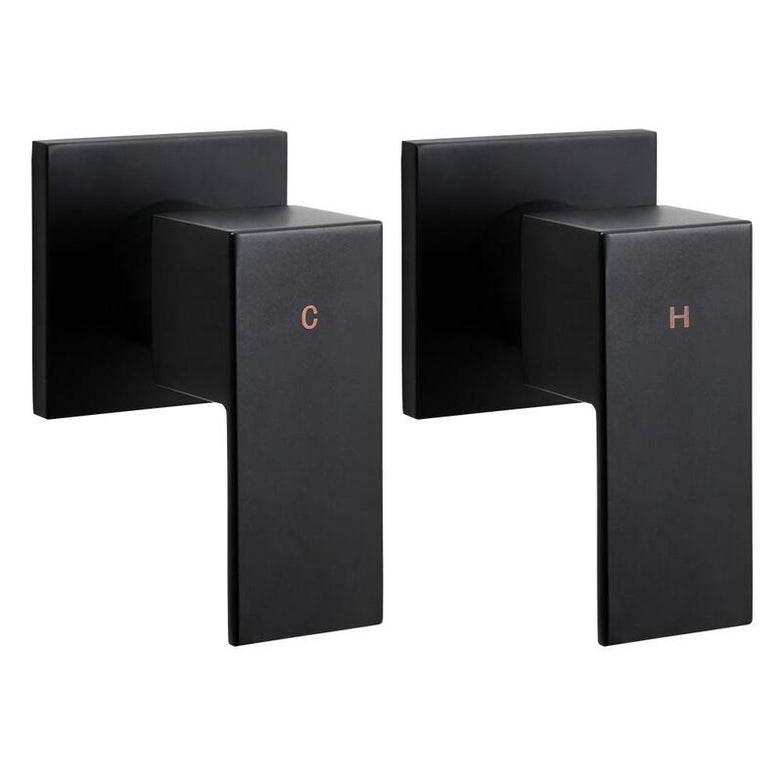 Wall 1/4 turn hot cold tap faucet WELS Matte Black Square tap faucet shower