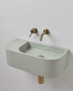 Ultra Modern concrete cement wash basin counter top Wall Hung Basin Matt Mint Green 2022