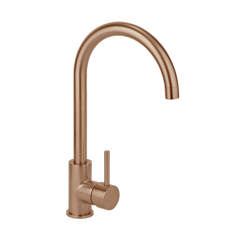 2023 Brushed Solid stainless steel goose neck Swivel Kitchen tap
