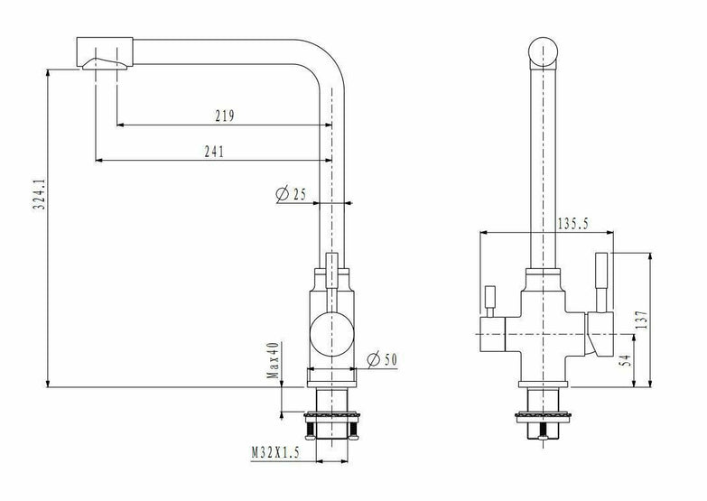 2023 Brushed Gold 3 Way Pure drinking filter Kitchen tap stainless steel PVD plated