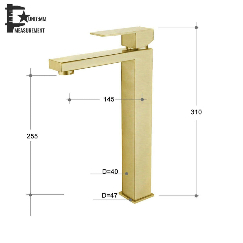 2021 Burnished Brass gold high mixer tap faucet Square spout