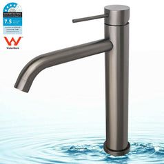 2021 Burnished Gunmetal Round Tall Basin Mixer Vessel High Bathroom Sink Tap Vanity Faucet Curved Spout