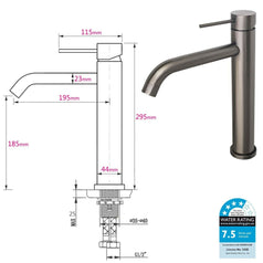 2021 Burnished Gunmetal Round Tall Basin Mixer Vessel High Bathroom Sink Tap Vanity Faucet Curved Spout