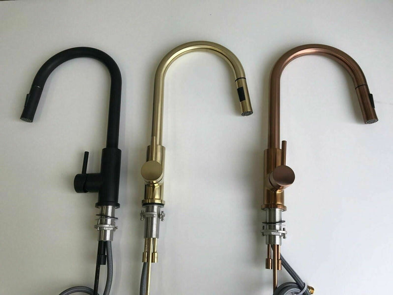 2023 Brushed Solid stainless steel goose neck Swivel Kitchen tap