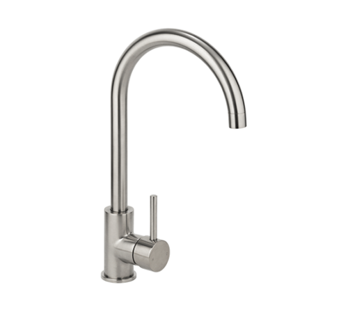 2023 Brushed Solid stainless steel goose neck Swivel Kitchen tap