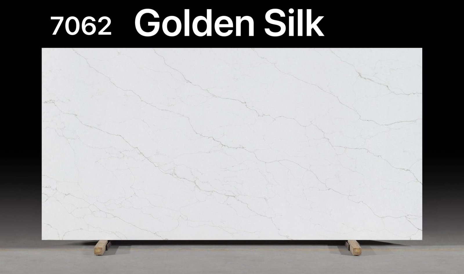 Golden Silk engineered stone slab with white veining, premium zero-silica surfacing