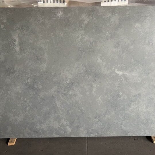 Anatolian Steel engineered stone slab with leathered finish, showcasing deep steel-green tones.