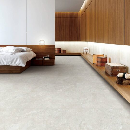 Ivory porcelain tile flooring in modern Melbourne home interior design