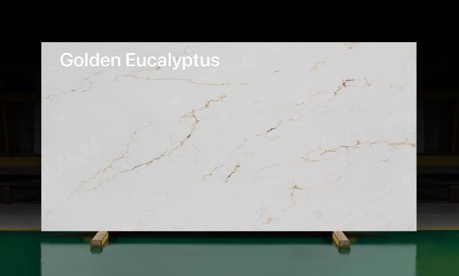 Golden Eucalyptus – Premium zero-silica engineered stone slab with veining detail