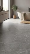 Grey Tundra Marble Porcelain tile flooring in a modern bathroom setting