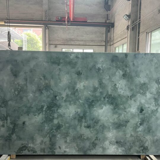 Sky Line Premium Zero-Silica Engineered Stone slab with grey veining, jumbo format 1600x3200mm