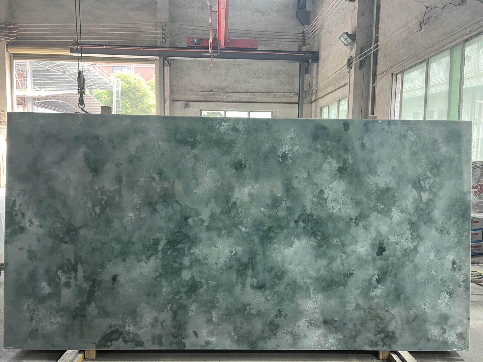 Sky Line Premium Zero-Silica Engineered Stone slab with grey veining, jumbo format 1600x3200mm