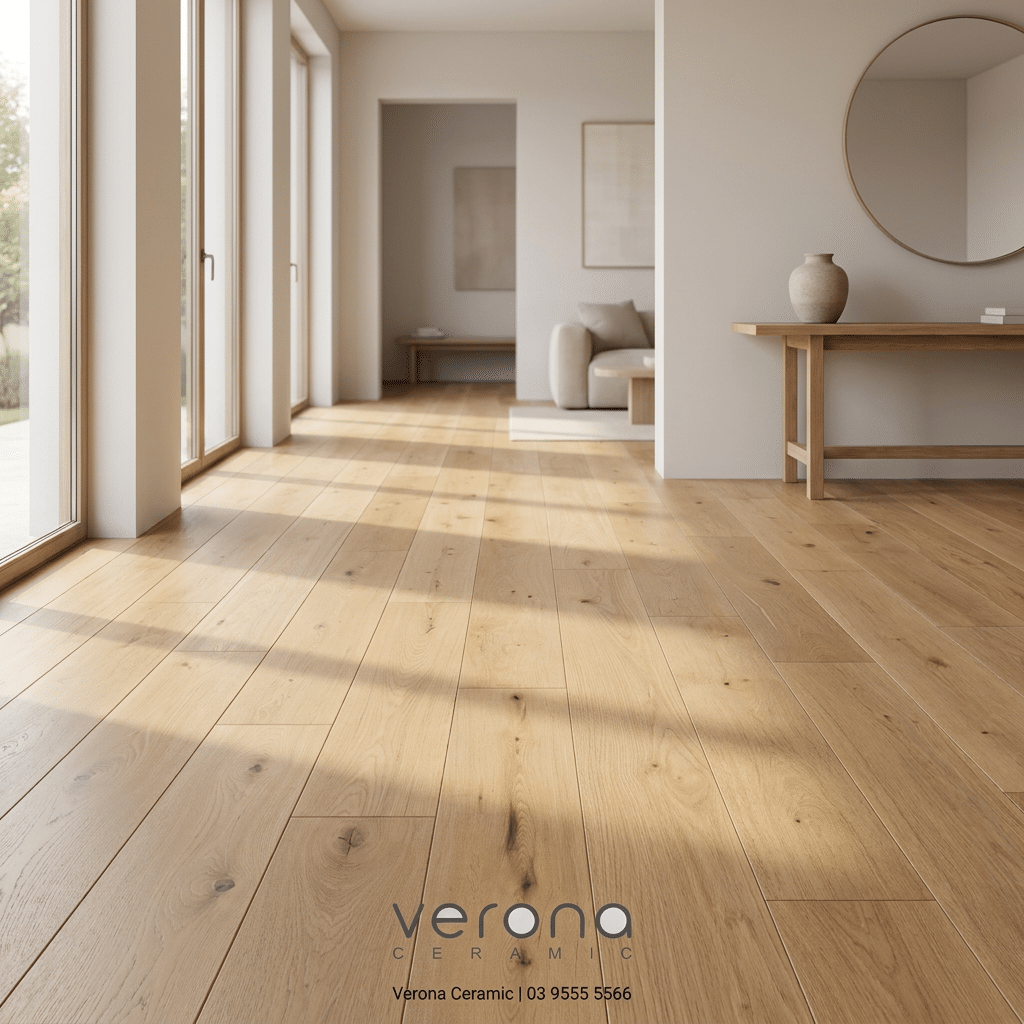 Interior design project featuring Verona Ceramic timber flooring and tile installation.