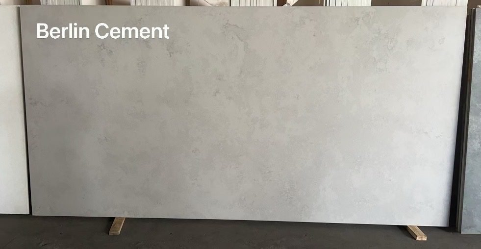 Berlin Cement premium zero-silica engineered stone slab, textured grey surface