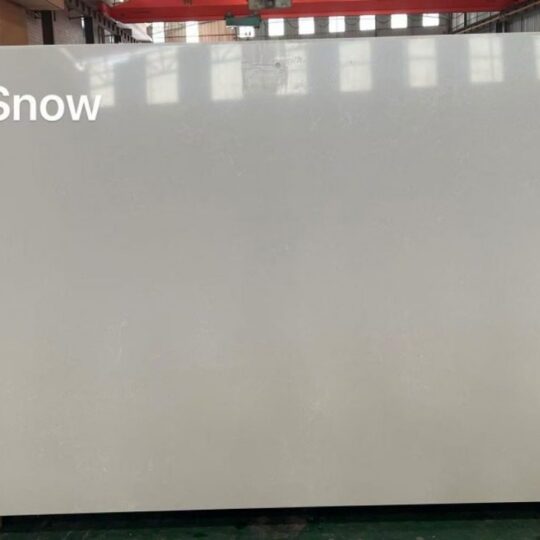 Sky Line Premium Zero-Silica Engineered Stone slab, bright white with grey veining.