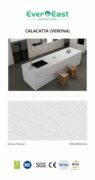 Calacatta Verona engineered stone kitchen island and waterfall countertop with grey veining.