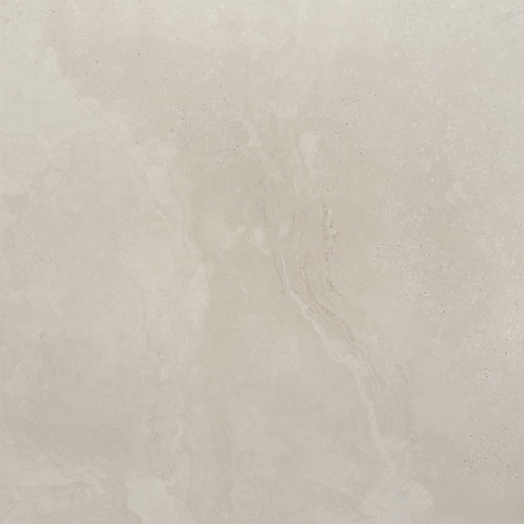 Close-up of ivory porcelain tile with subtle veining, 600x600mm tile option.