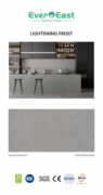 Lightening Frost engineered stone slab in modern kitchen setting, showcasing grey veining.