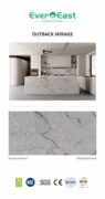 Sky Line engineered stone kitchen island with grey veining and bright white base.