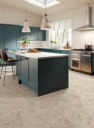 Bedrock Ivory Terrazzo Look Porcelain Tile flooring in modern kitchen design.