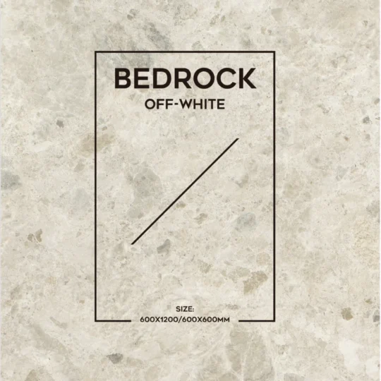 Bedrock Off-White Terrazzo Look Porcelain Tile, 600x600mm, stone look tile for flooring and walls.