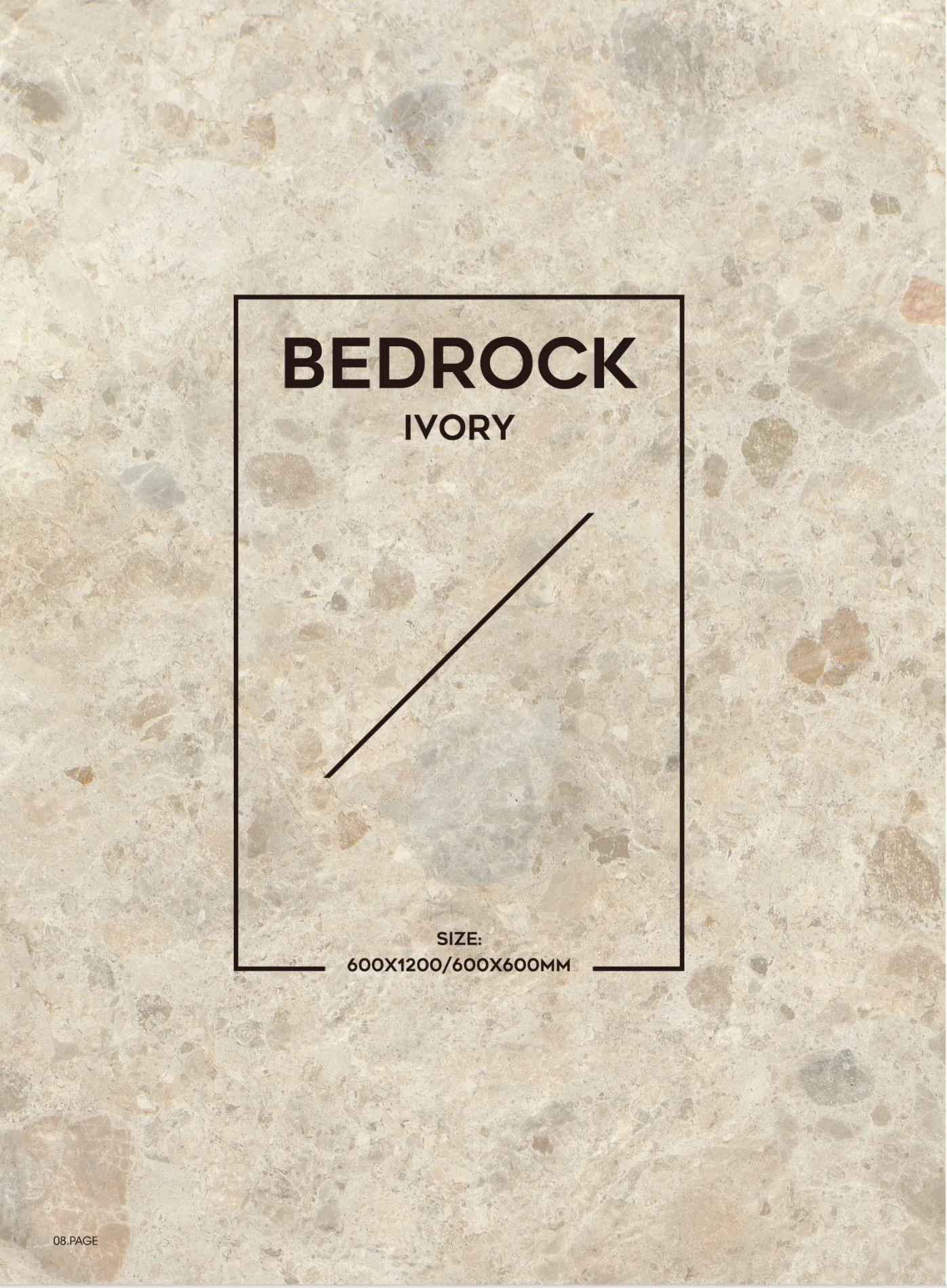 Bedrock Ivory Terrazzo Look Porcelain Tile close-up, 600x600mm tile design.