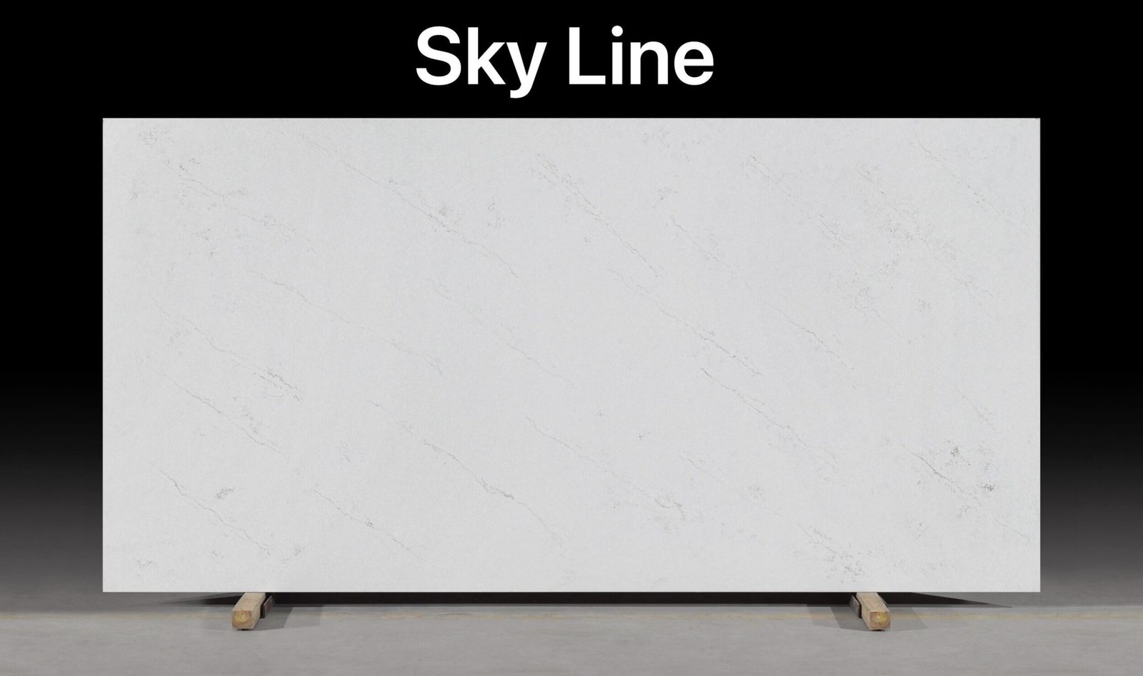 Sky Line engineered stone slab with delicate grey veining, bright white base.
