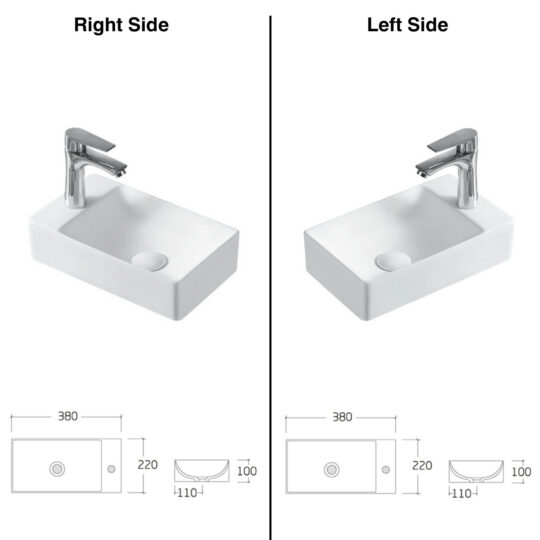 Luana Interiors - Wall Hung Basin One Tap Hole (380x220x100)
