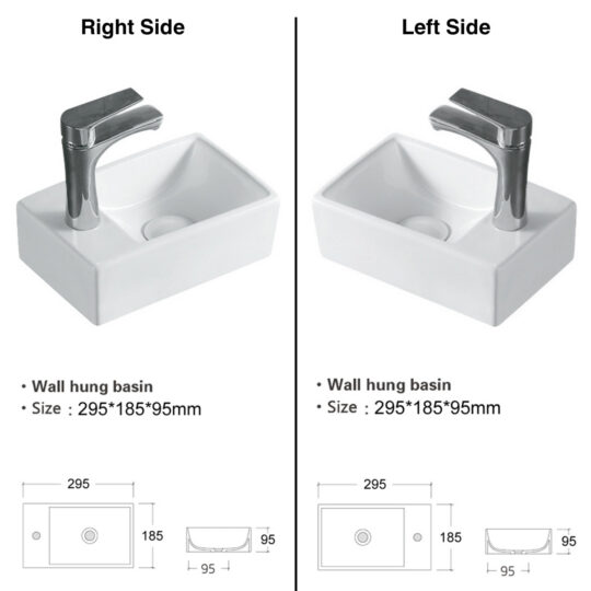 Luana Interiors - Wall Hung Basin One Tap Hole (295x185x95)