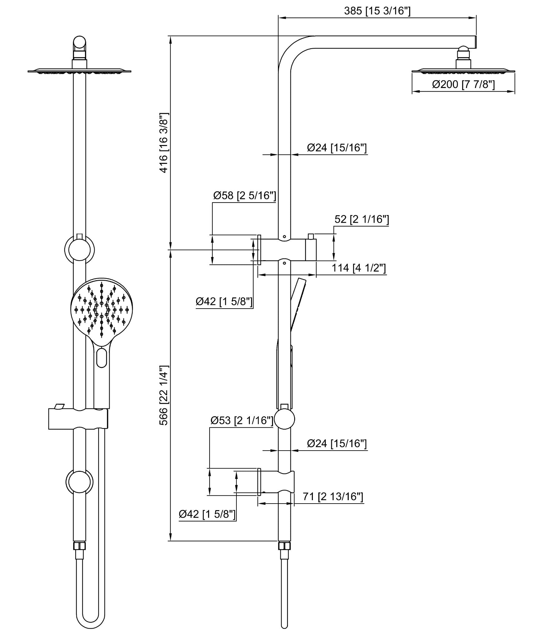Luana Interiors - Round Multi Function Twin Rail Shower in 3 Selectable Colors (Top inlet) - Image 3